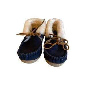 Minnetonka Alpine Blue Suede Sheepskin Moccasin Womans Size 6